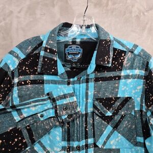 Angry Minnow Size Small Long Sleeve Plaid Turquoise Flannel Shirt‎ Gypsy Soul